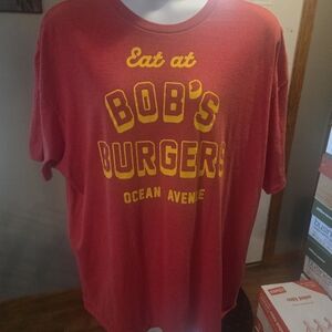 Ripple Junction Red Tee with Yellow Bob's Burgers Graphic